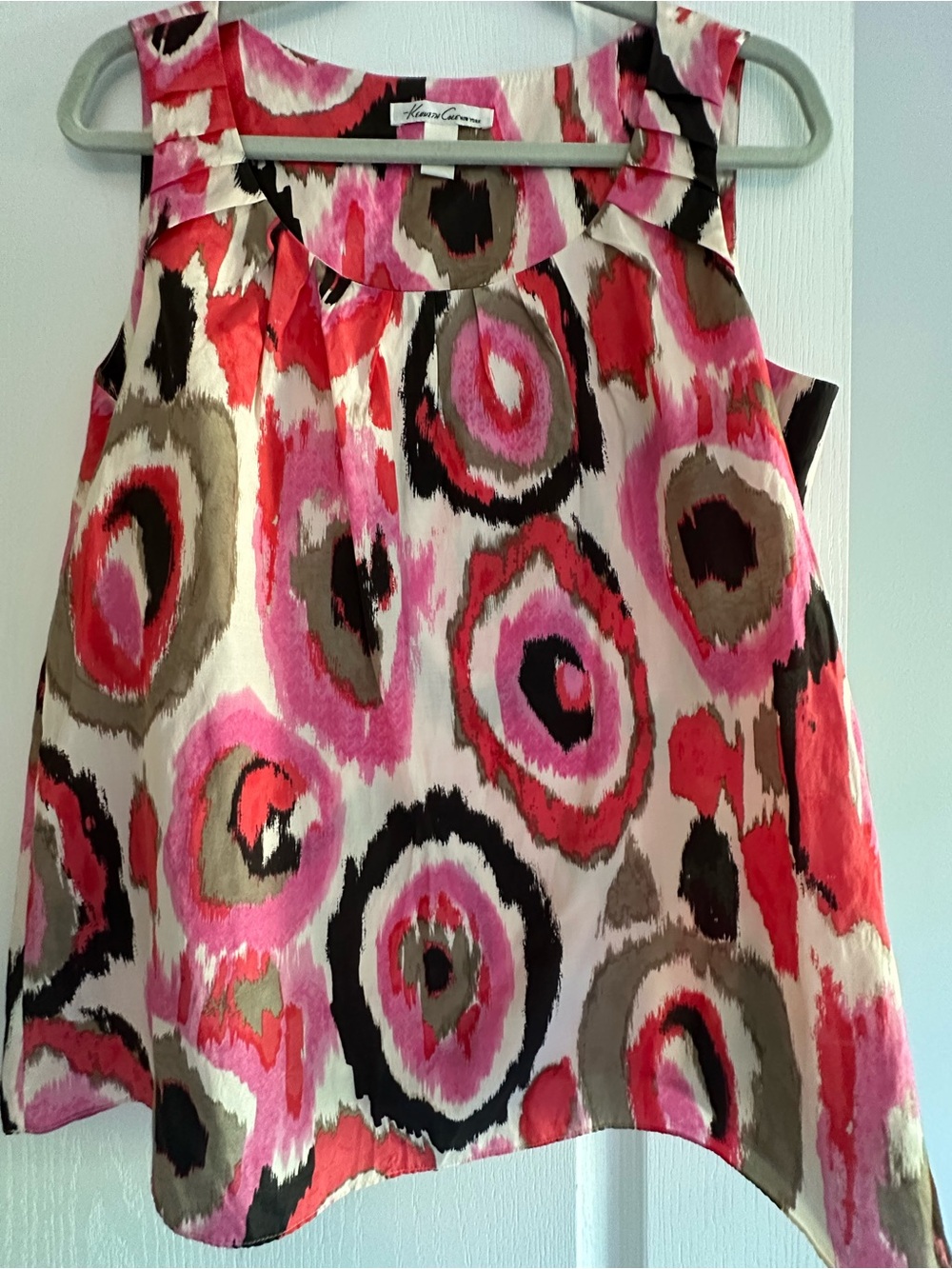 Kenneth Cole Pink, Red and Black Circle-Print A-Line Skirt